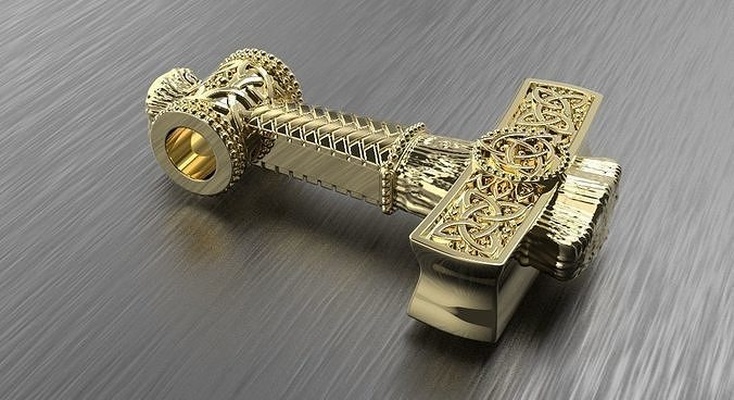 alt westen nordisch mjolnir thors hammer skandinavien thor mythologie schmuck silber zeitgenössisch legende wikinger amulett ornament heidnisch anhänger bronze talisman 3d print model - Mito3D