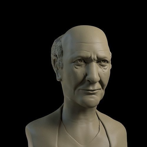 oldman bust 3d printing ready ztl obj fbx stl formats model portrait head man sculpture monochrome people miniatures figurines guy aged face wrinkle art sculptures 3D print model - Mito3D