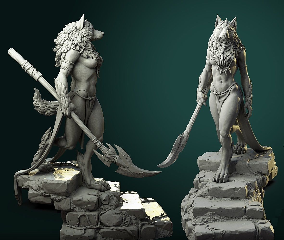 oleana werewolf queen statue sculpture art tabletop character boardgame dnd dndminiature pathfinder games toys miniature highdetail wargame board female 3D print model - Mito3D