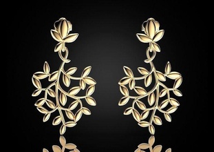 olive leaf drop earrings 491 3dprinted design fashion gold golden jewel jewellery jewelry print printabl printable printing prototyping silver 3d print model - Mito3D