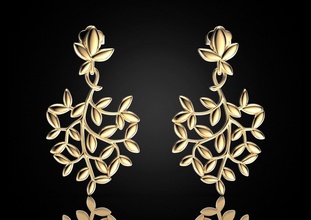 olive leaf drop earrings 491 3dprinted design fashion gold golden jewel jewellery jewelry print printabl printable printing prototyping ring rings silver 3d print model - Mito3D