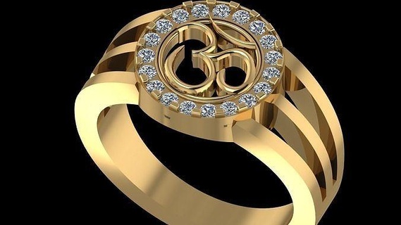 om gold ring luxury jewelry antique printable rings 3d print model - Mito3D