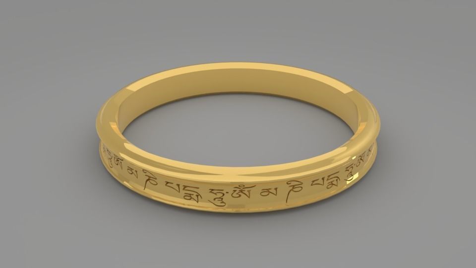 om mani padme hom anel jóias buda bodhisatva mantra printable hum pintado ouro anéis 3D print model - Mito3D
