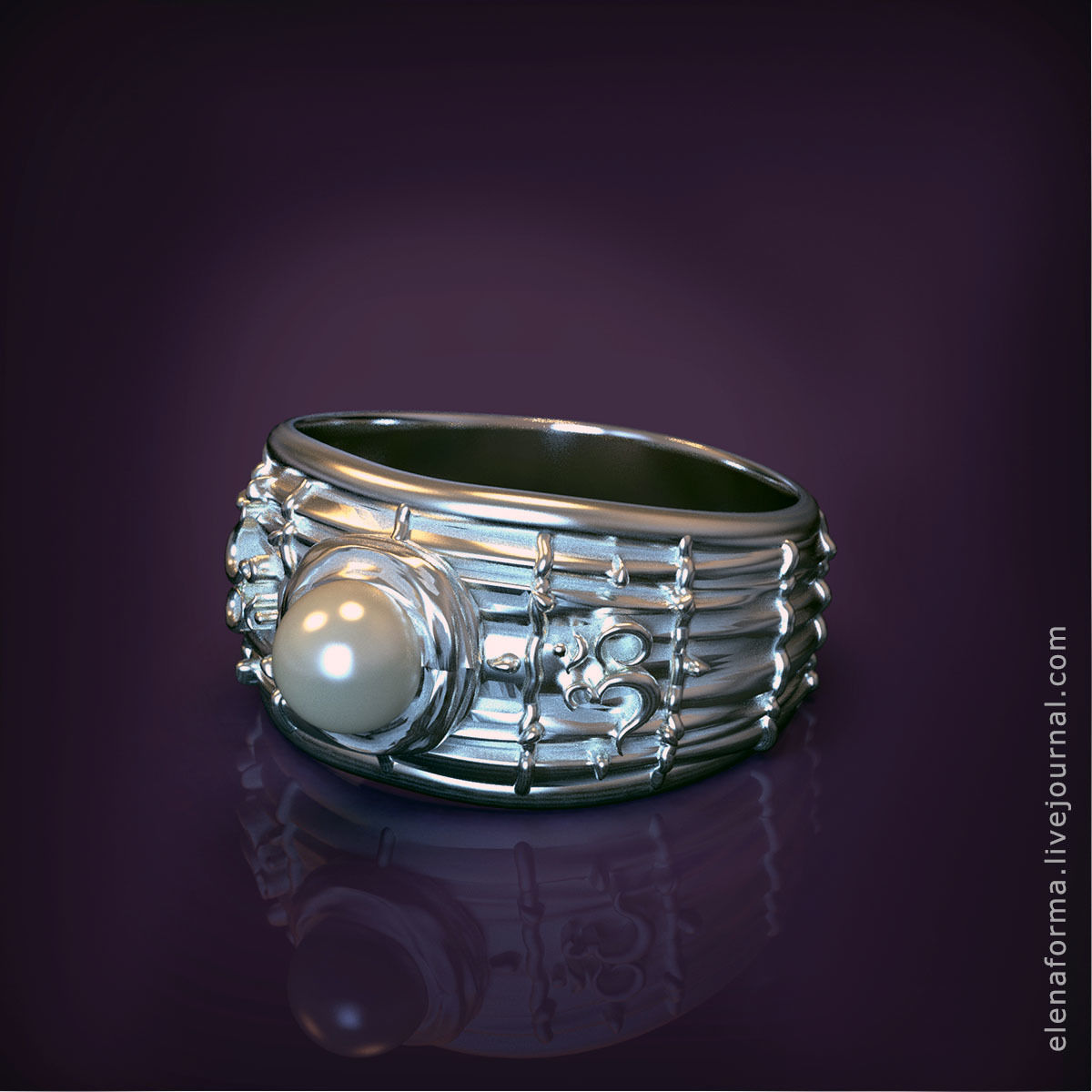 om mantra ring pearl video jewelry ocean sea waves rings romantic indian 3d organic native vedism symbol emblem aum hinduism omkara 3D print model - Mito3D