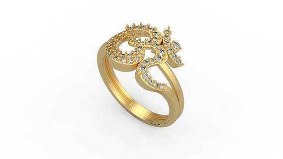 om anel 01 aum ouro jóia joalheria prata imprimível diamante mulher moda Casamento solitário Saphire rubi amar religião argolas 3d print model - Mito3D