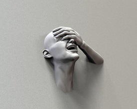 oh mio dio arte pezzo scultura contemporaneo astratto viso femmina ridendo sculture 3d print model - Mito3D