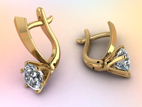 one carat diamant ohrringe klassisch stein durchmesser schmuck karat englisch schloss brillant auflage genau ring 3d print model - Mito3D