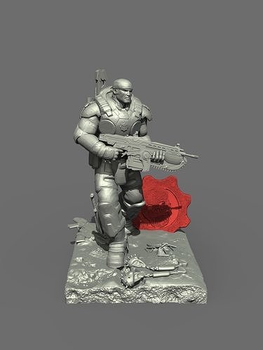 one10 marcus fenix ingranaggio of guerre ingranaggi guerra epico xbox carattere cog locusta statua coalizione video gioco 360 arte sculture 3D print model - Mito3D