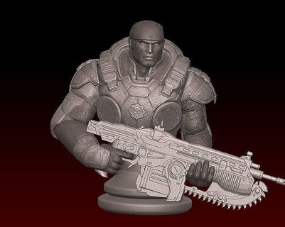 one10 marcus fenix bust - gear wars gears war epic videogamce game locust xbox microsoft character toy collectible art sculptures 3d print model - Mito3D