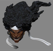one12 Afro samuray baş şekil vermek savaşçı ninja heykel oyunlar oyuncaklar 3d print model - Mito3D