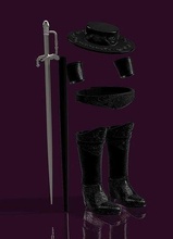 one12 scale zorro armor kit vtoys boots hat belt wrists sword scabbard antonio banderas games toys 3d print model - Mito3D