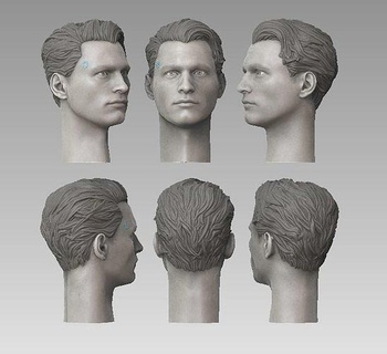 one6 escala head Conor k800 detroit tornar humano ps4 cabeça personagem pc jogos andróide robô k900 arte esculturas 3d print model - Mito3D