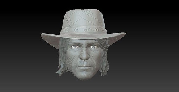 one6 scale head- john marston- red dead redemption marston john character red dead redemtion onesixth custom toy cowboy outlaw western ps3 ps5 xbox ps4 one6 mezco head hat rdr john marston art sculptures  3d print model - Mito3D
