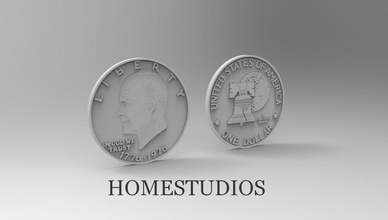 one dollar eisenhower 1776 - 1976 silver pendant coin cash pay gold jewel sterling cent payment printable money jewelry pendants 3d print model - Mito3D