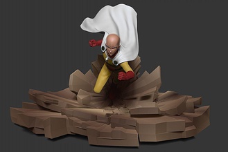 one punch-man saitama man art character body face young animation anime games toys 3d print model - Mito3D