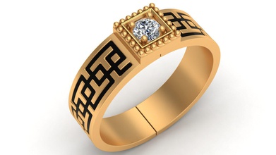 una piedra de esmalte oro los hombres del anillo la joyería arete el diamante brillante uno imprimible boda hombre moda dedo humanos ornamento plata banda anillos 3d print model - Mito3D