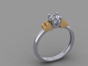 une pierre coeur parties latérales bijoux le diamant de l'anneau précieux platine l'engagement mariage or d'argent les anneaux bague en anneau 3d print model - Mito3D