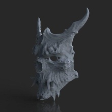 oni máscara skelet joyería juguete arte coleccionable cráneo ornamental huesos decoración escultura hannya moda 3d print model - Mito3D