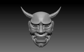 oni máscara japonés cosplay disfraz japen yokai demonio samurai folklore ogro tradicional cara escultura arte japón criatura 3d print model - Mito3D