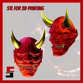 oni maske maskeler 3d yazdır stl model dekor dekorasyon iblis japonca efsanevi yaratık canavar iblisler sanat 3d print model - Mito3D