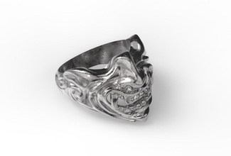 oni anillo japón arte demonio joyería joya anillos 3d print model - Mito3D