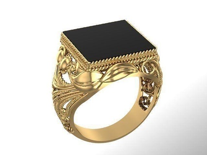 onix anel ouro joalheria luxo imprimível ouro diamante argolas anel onix pedra único precioso moda jóia oro anillo piedra negra Preto diamante anel 3d print model - Mito3D