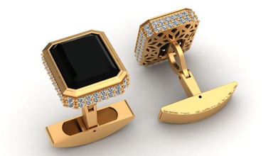 onyx de la moda diamantes oro gemelos joyería el diamante brillante tropezar anillo arete colgante hombre los hombres lujo retro traje imprimible gem marca 3d print model - Mito3D