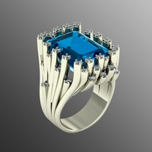 op 4 brillant or précieux gemme platine argent bijou mode bague diamant doigt imprimable sterling saphir rubis anneaux bijoux 3d print model - Mito3D