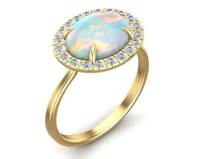 opal white cab halo diamond ring jewelry luxury gold shining platinum gem engagement precious carat romance rings 3d print model - Mito3D