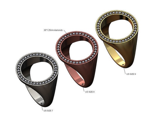 ouvert diamant halo sceau bague us tailles 7 8 9 travail bijoux imprimable or argent mode classique 3d modèle facile anneaux 3d print model - Mito3D