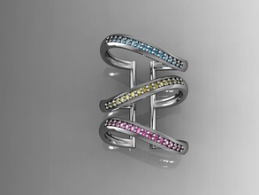 ouvert anneau de mode d'onde bijoux or l'anneau le diamant joyau platine précieux saphir d'argent ladie la conception les anneaux bague en 3d print model - Mito3D
