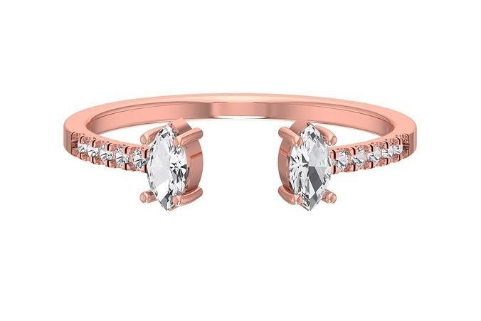 abierto ligero peso banda marquesa Roca anillo joyería joya platino compromiso solitario nupcial imprimible precioso anillos diamante oro Boda Moda mujer 3D print model - Mito3D