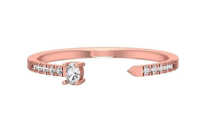 ouvert lumière poids bande ovale bague bijoux platine engagement solitaire mariée imprimable précieux anneaux diamant or mariage mode femmes 3D print model - Mito3D