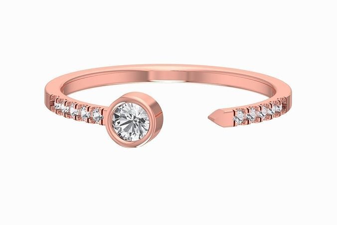 abierto ligero peso Roca banda anillo joyería joya platino compromiso solitario nupcial imprimible precioso anillos diamante oro Boda Moda mujer 3D print model - Mito3D