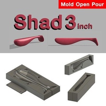 open pour mold shad 3 inch 3d stl step file cnc print fishing bass lure lake river hobby diy 3d print model - Mito3D