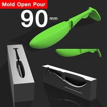 open pour mold shad 90 mm stl step file cnc 3d print fishing bass lure lake river hobby diy 3d print model - Mito3D