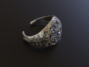 öffnen Ring Blumen Ornament Signet Schmuck Design Gold druckbar Sterling Silber Juwel zeitgenössisch Mode Einfachheit Schönheit Kleidung Platin skizzenhaft 3d print model - Mito3D