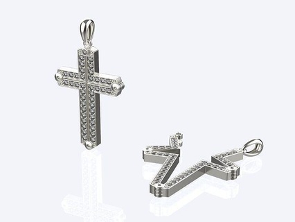 Öffnung Kreuz Anhänger Schmuck Gold Silber druckbar Diamant Mode brillant Halskette Schönheit Juwel Sterling Ring Ringe 3d print model - Mito3D