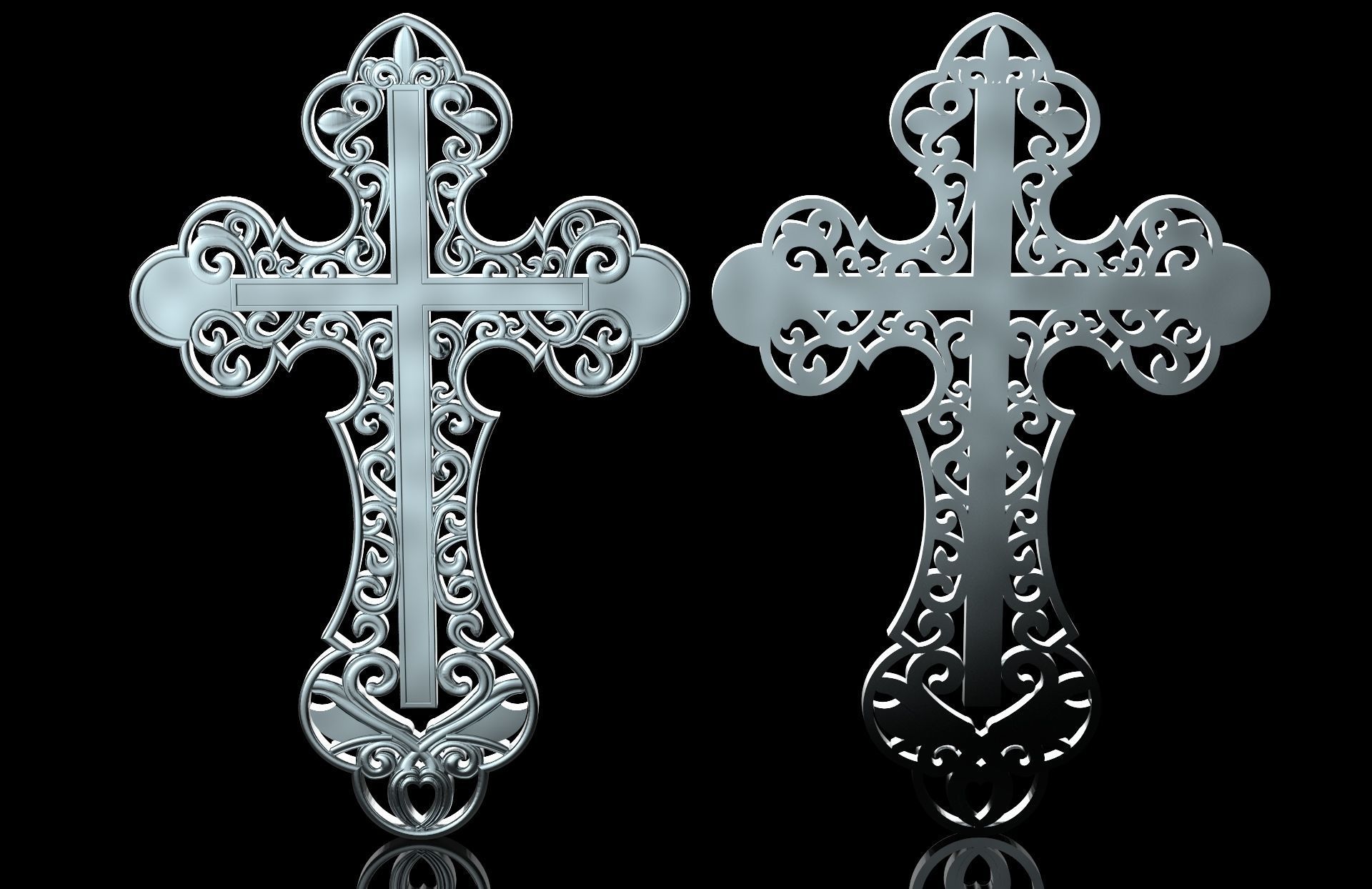 durchbrochen Kreuz Schmuck Religion religiös Gold Silber Muster Christian Mode Schönheit druckbar 3d cnc cncmachining 3D print model - Mito3D