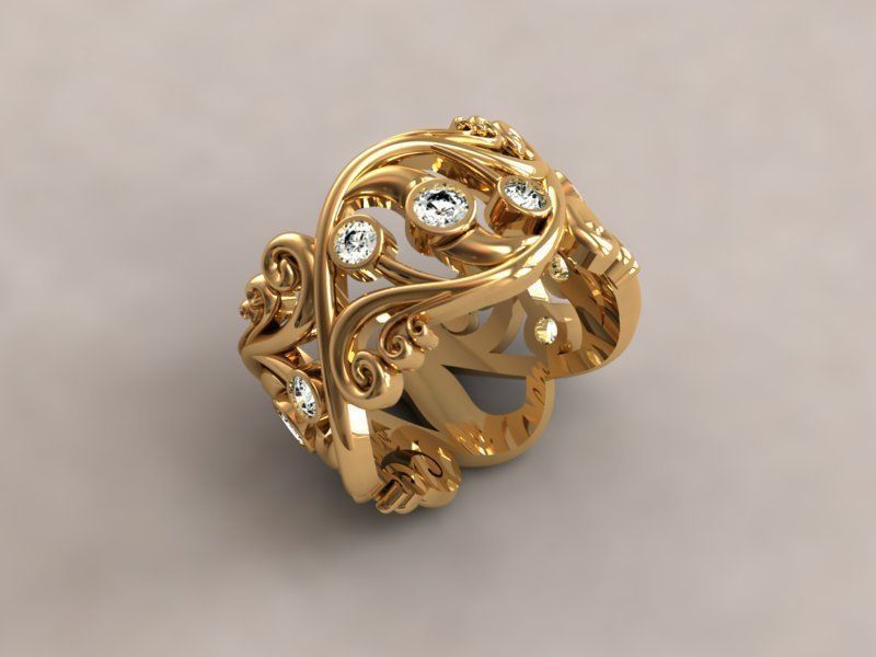 durchbrochenen ring Schmuck fein finger Steine gold engagement Ringe 3D print model - Mito3D