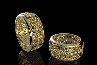 openwork ring diamonds jewelry diamond gold silver fashion wedding rings modern precious stones gem jewel 3d print model - Mito3D