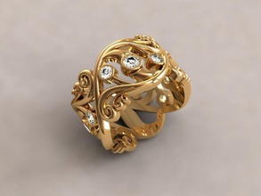 openwork ring jewelry finger stones gold engagement rings 3d print model - Mito3D
