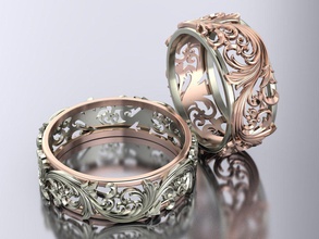 openwork wedding rings decoration design art luxury ornate style engagement shine gold jewelry jeweler silversmith milling cad 3d matrix rhino triumph 3d print model - Mito3D