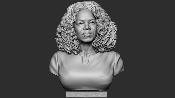 oprah winfrey celebrity famous bust hollywood sculptures trump actress obama actor pitt figurines television tv producer author woman art printable 3d print model - Mito3D