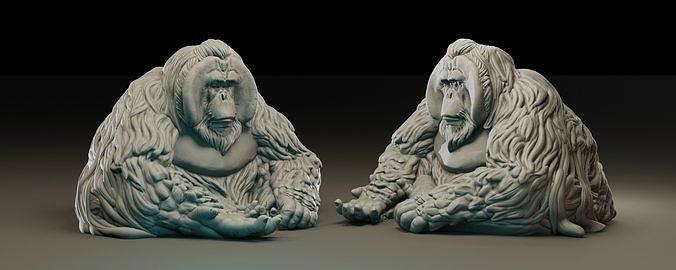 Orang Utan König Swinger Affe Tier Säugetier zbrush Sumatra Skulptur 3dprint Kunst Skulpturen 3d print model - Mito3D