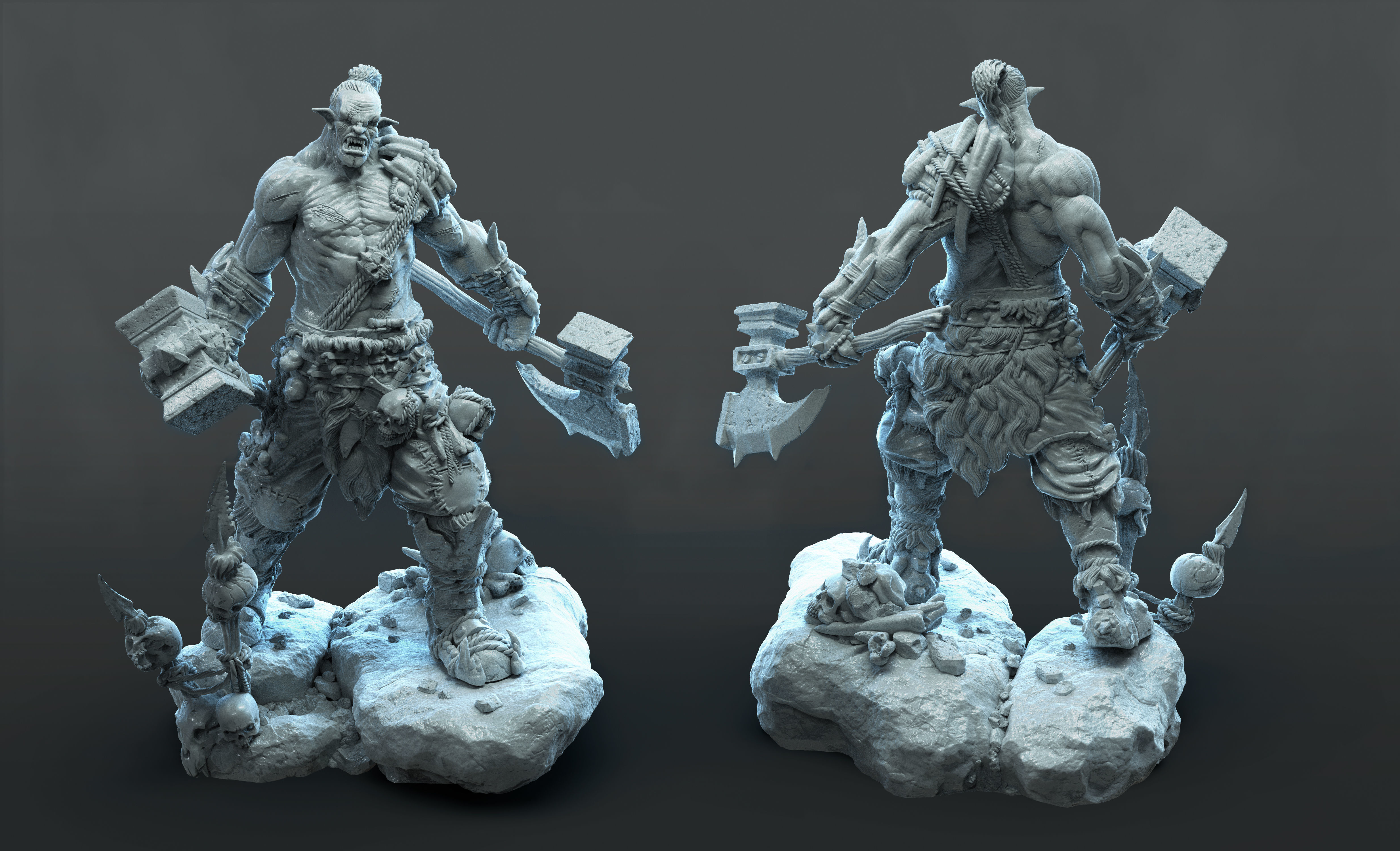 orco berserker miniatura figura azione warcraft warhammer gioco tavolo rpg medievale zombie non morti furioso vichingo giochi tavola fantasia immaginario creatura mmorpg barbaro giocattoli 3D print model - Mito3D