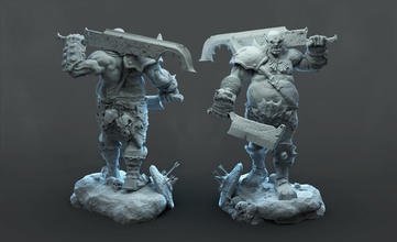orc butcher miniature hobby blade warrior barbarian warcraft warhammer war game rpg bpardgame actionfigure statue games toys board 3d print model - Mito3D
