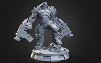 orc cyborg printable figure cyber warrior soldier hero big muscular heavy strong evil games toys 3d print model - Mito3D