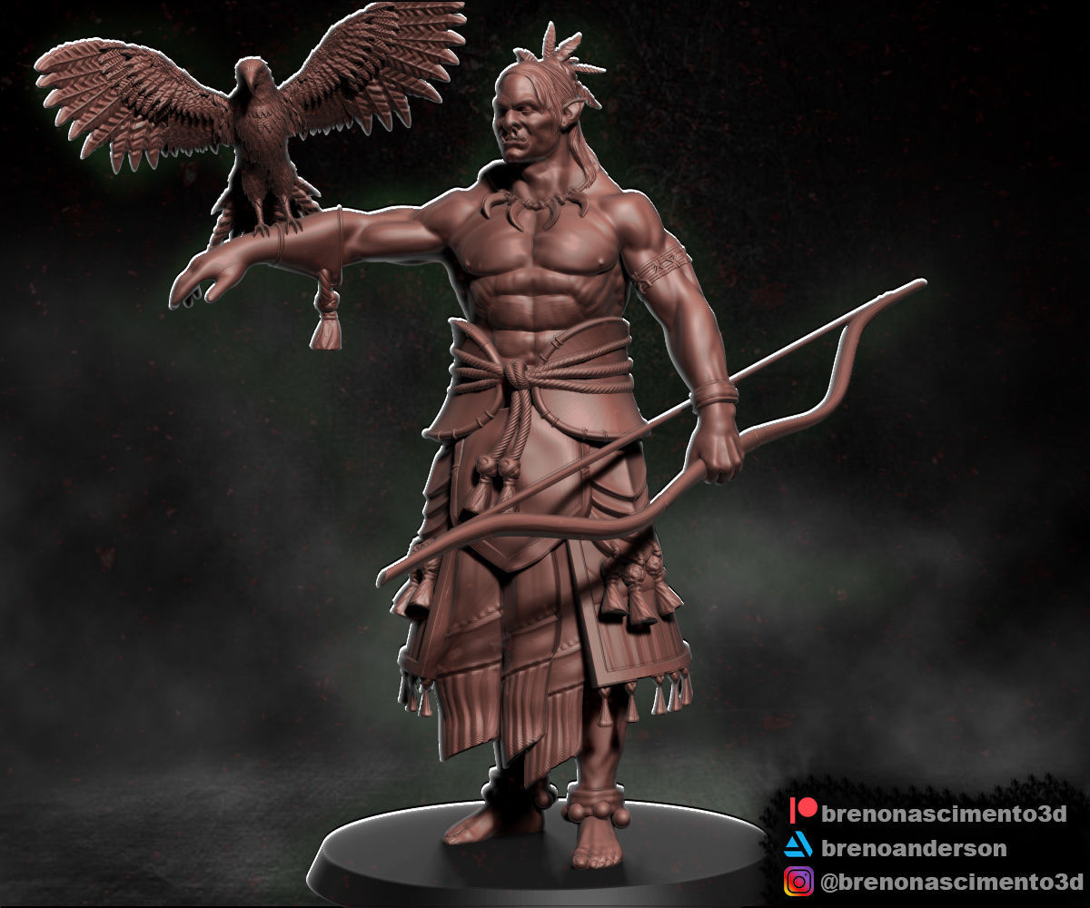 orc falconer miniature rpg creature dungeonsanddragons games toys board 3D print model - Mito3D