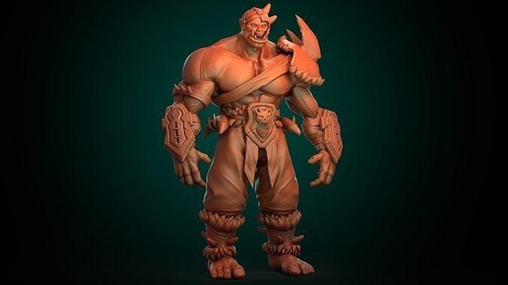orc fighter zbrush character art sculpture printable fantasy anatomy characters warcraft sculptures wow game statue monster games 3d print model - Mito3D